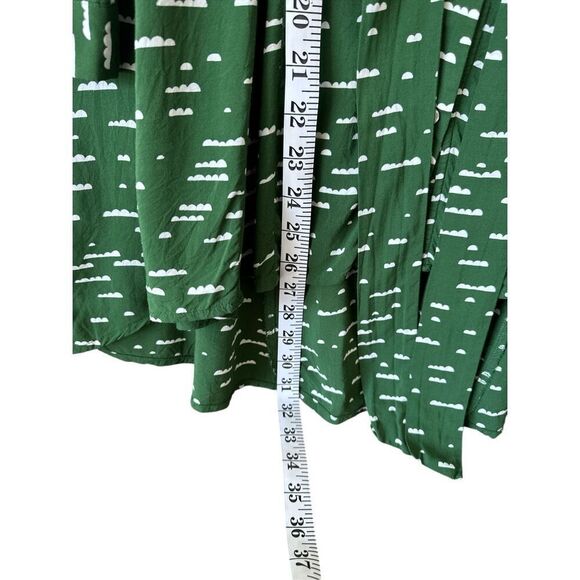Maeve Women's Button Front Tie Collar 3/4 Sleeve Swing Tunic Blouse Green Small - Picture 7 of 9